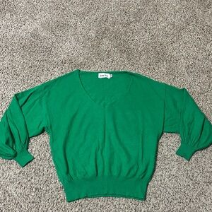 Anthropologie Line & Dot Emerald V-Neck Sweater